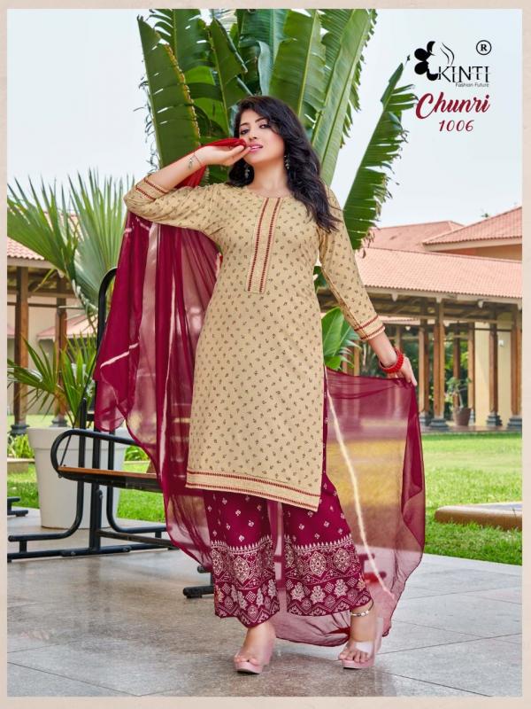 Kinti Chunri Festive Wear Rayon Designer Kurti Plazo With Dupatta Collection